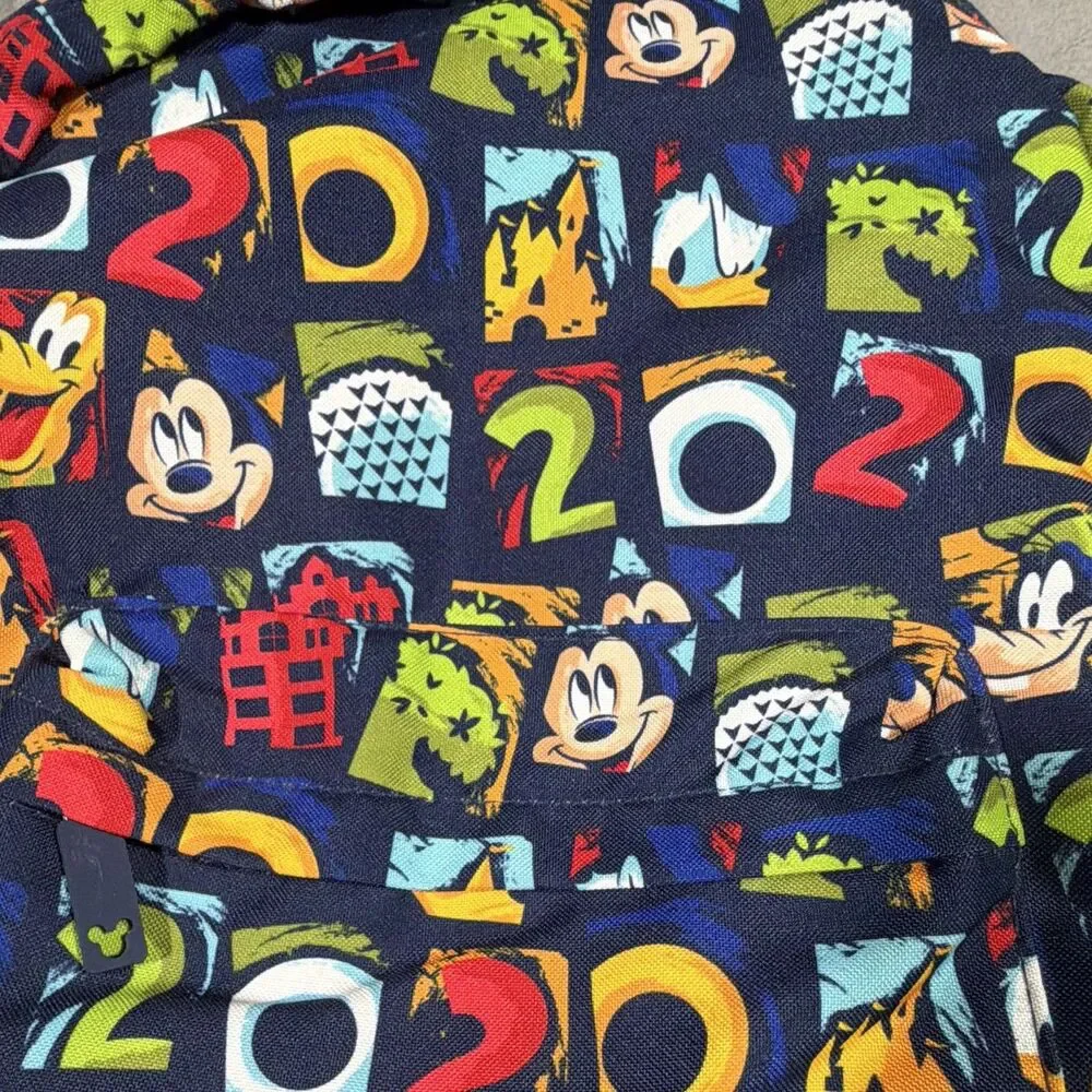 Disney Mickey Mouse Multicolor Graphic Print Medium Backpack Zip Mesh Pocket